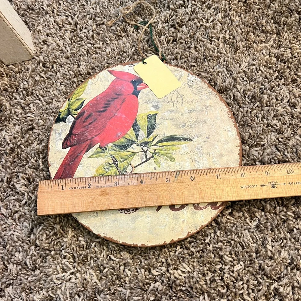 Large Round Metal Ornament With Red Cardinal - Picture 5 of 5